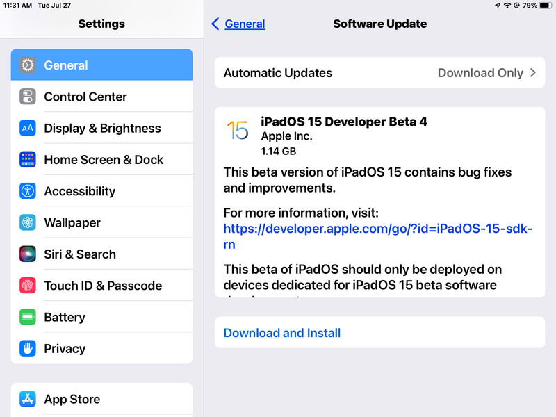 iOS 15 beta 4 和 iPadOS 15 beta 4