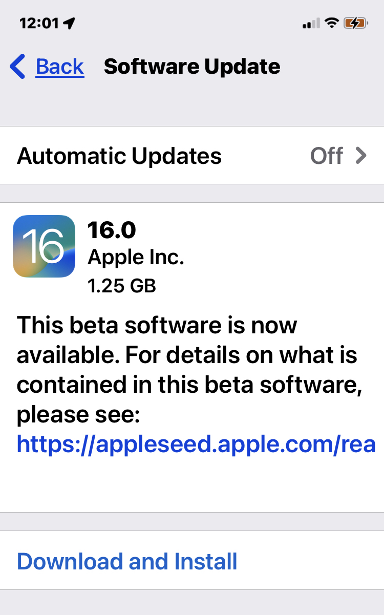 iOS 16 测试版更新