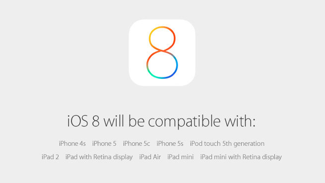 iOS 8 兼容性和发布日期