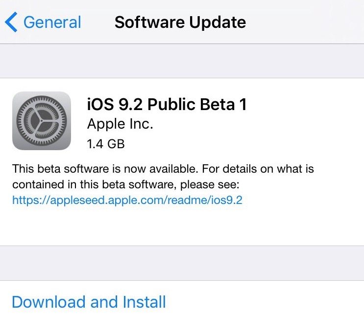 iOS 9.2 公测版 1