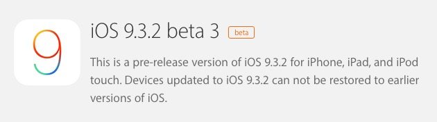 iOS 9.3.2 beta 3