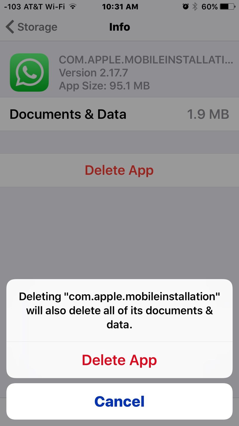 删除名为 com. apple.mobileinstallation