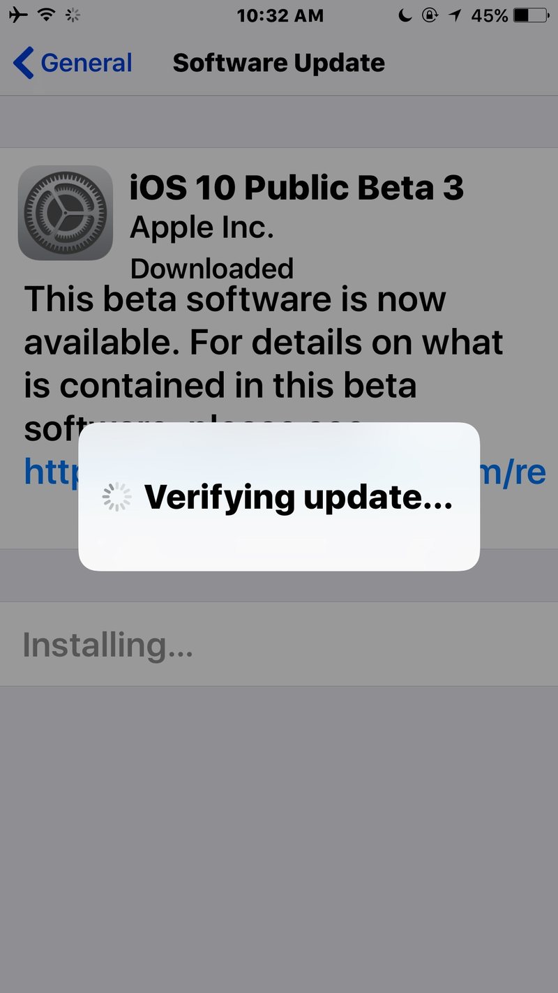 iOS 卡在验证更新中
