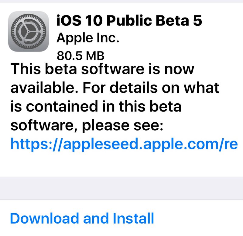 iOS 10 公测版 5 