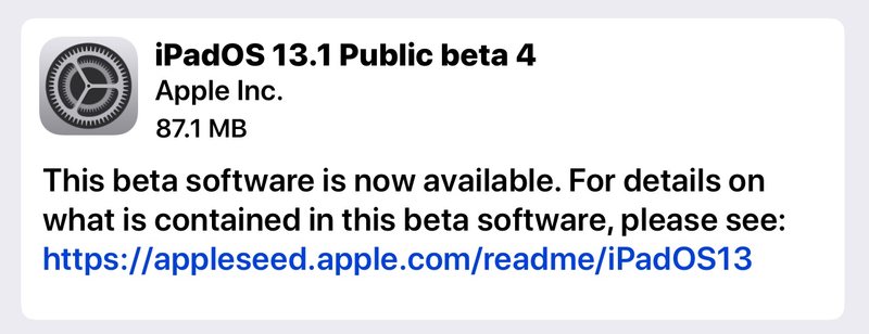 iOS 13.1 和 iPadOS 13.1 Beta 4