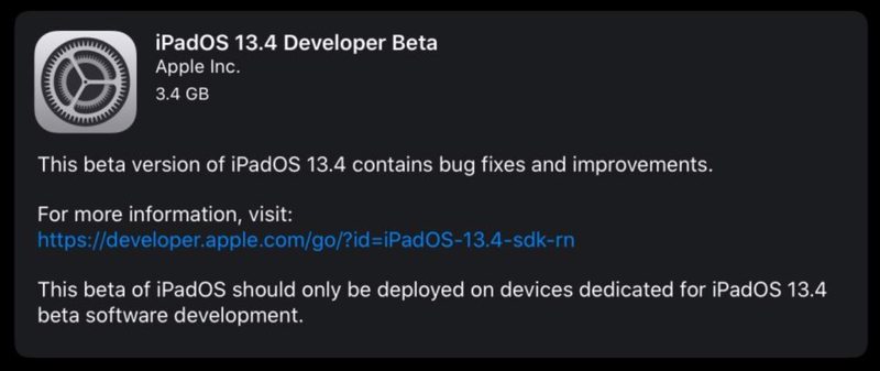 iPadOS 13.4 beta 1