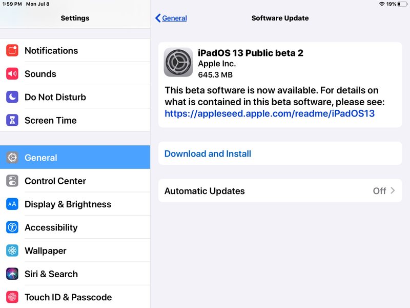 iPadOS 13 公测版 2 下载