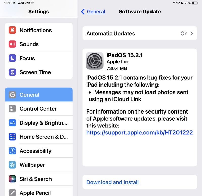 iPadOS 15.2.1 和 iOS 15.2.1 更新