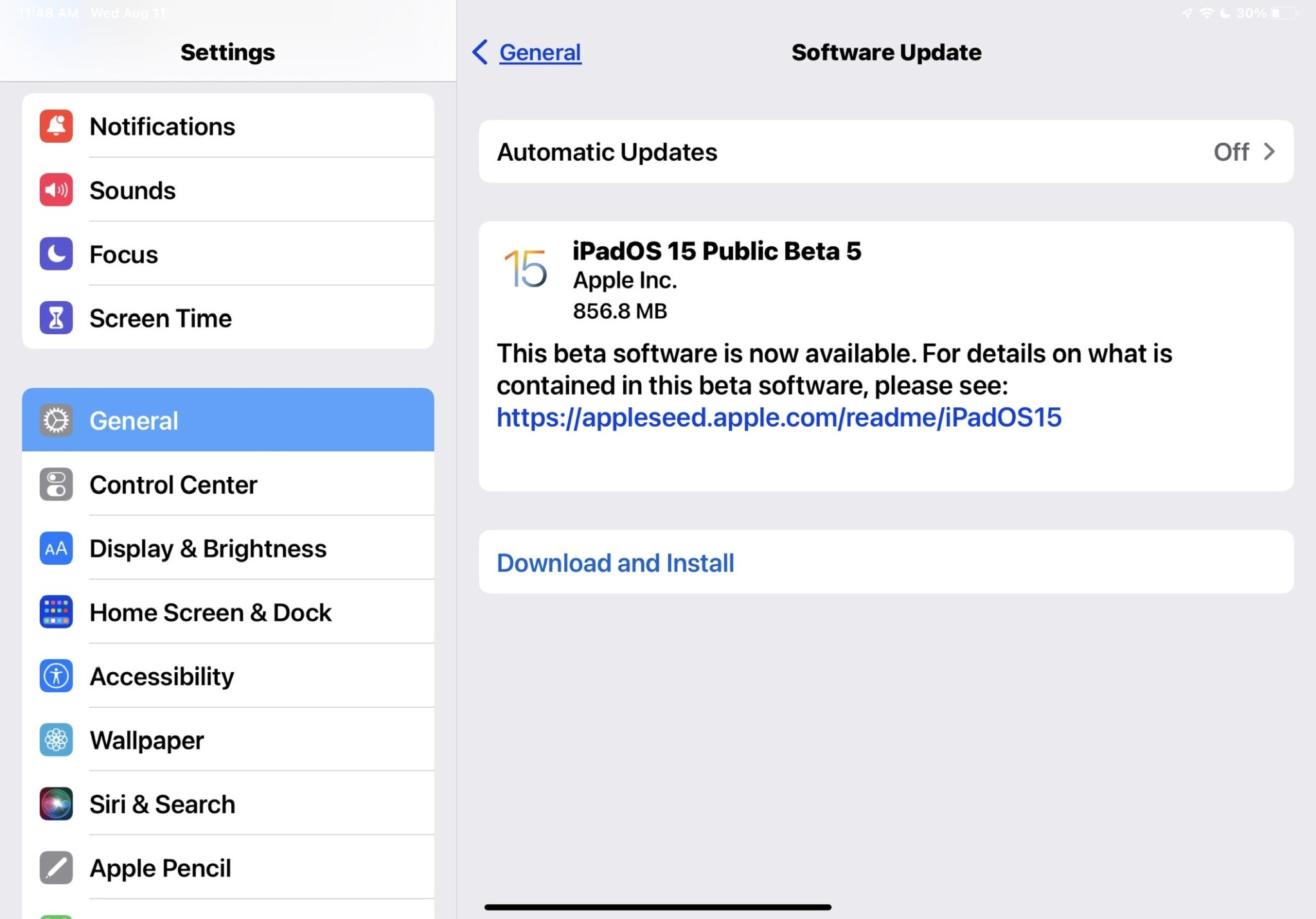 iOS 15 和 iPadOS 15公测5