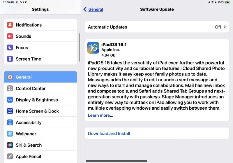 iPadOS 16.1更新下载