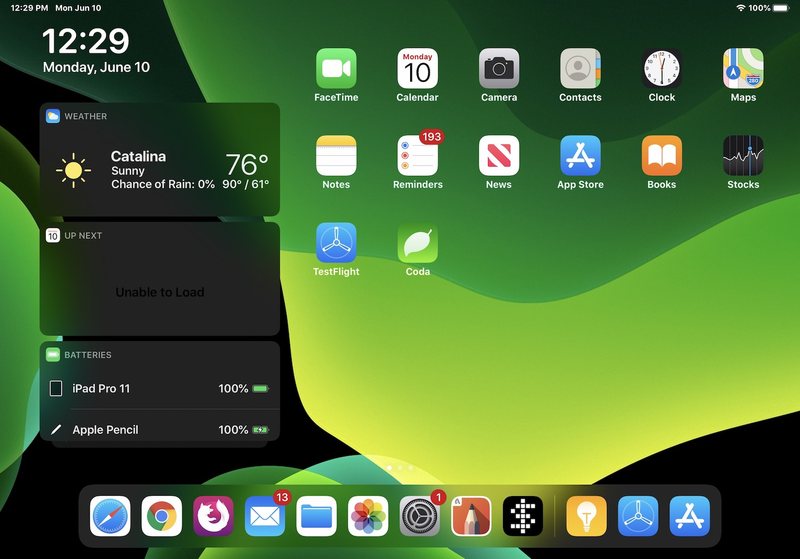 iPadOS iOS 13 主屏幕截图