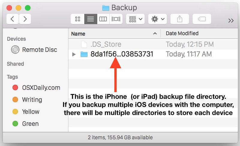 iPhone备份文件目录在 Mac OS X 中的位置