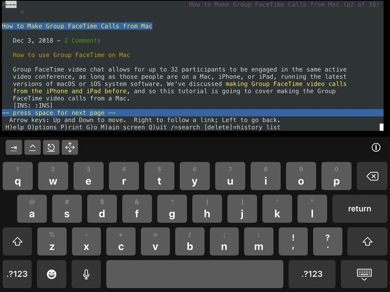 iSH linux shell 在 iPad 上运行 lynx