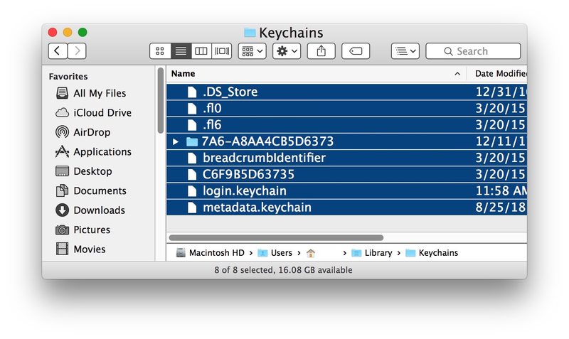 Mac OS 上的钥匙串数据位置