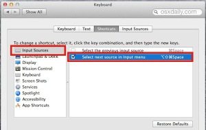 将击键设置为在 Mac OS X 中更改语言键盘