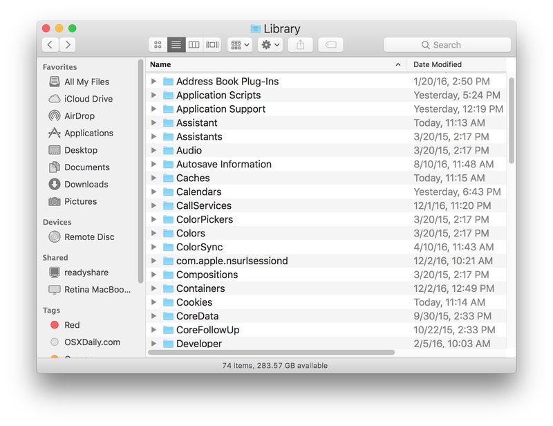 MacOS 用户库文件夹