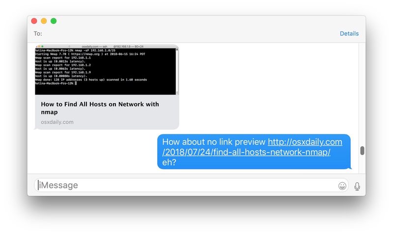 在 Mac 中显示的消息上禁用链接预览