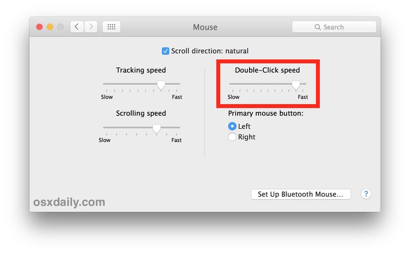 在 Mac OS 中调整鼠标双击速度设置