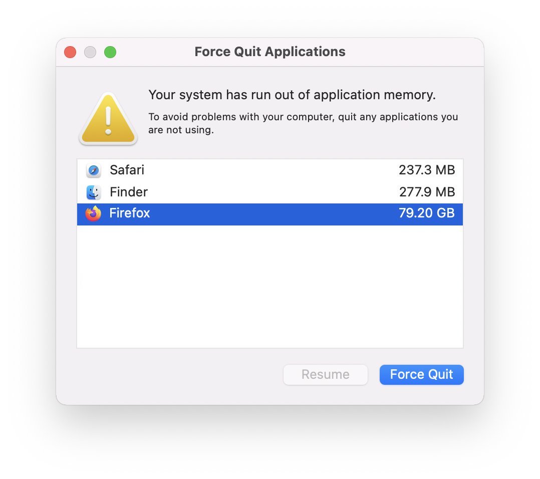 Mac 错误您的系统内存不足