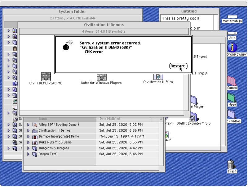 Mac OS 8.1系统发生崩溃截图错误