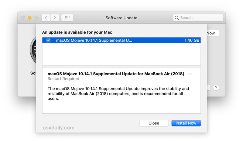 MacOS 10.14 .1 MacBook Air 补充更新