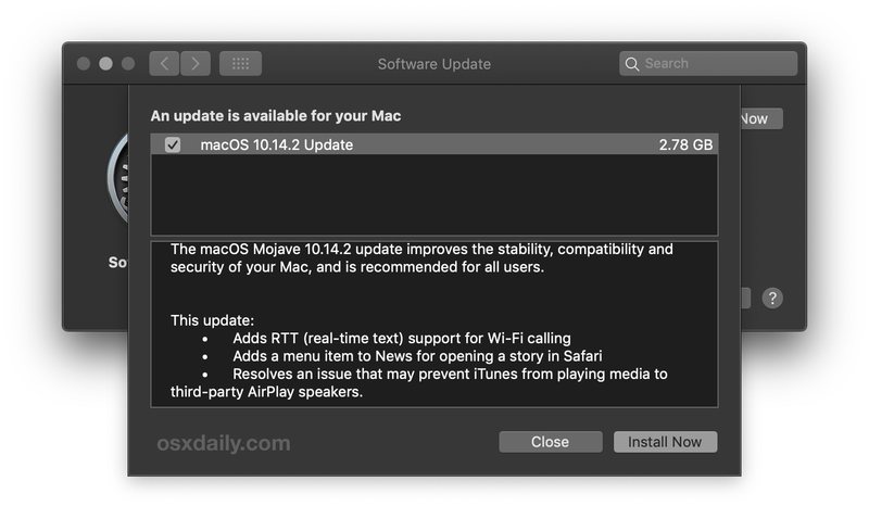 MacOS 10.14.2发行说明