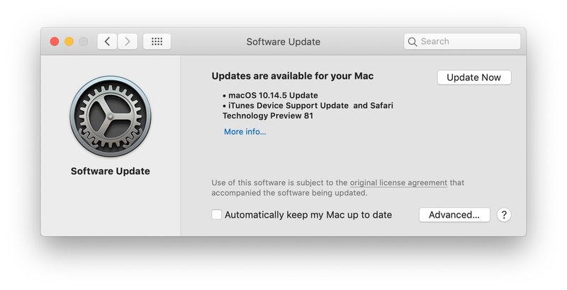 MacOS 10.14.5 更新
