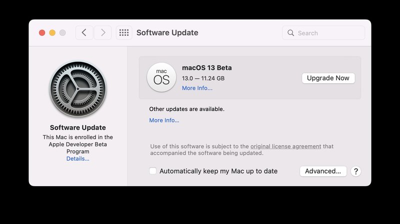 安装并下载 macOS Ventura 13 beta