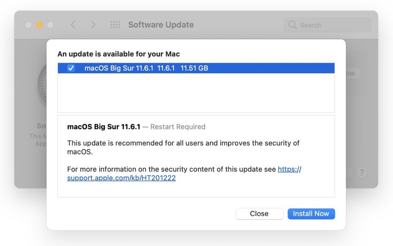 macOS Big Sur 11.6.1 测试版