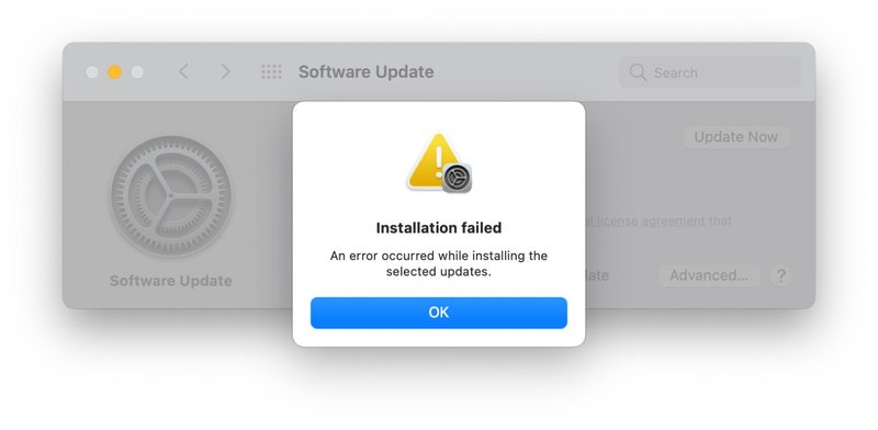 软件更新中的 macOS 安装失败错误