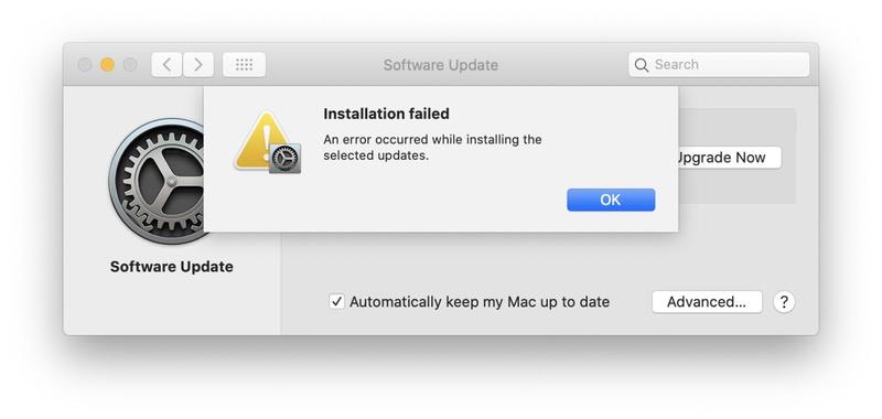 macOS 安装失败错误发生安装选定的更新
