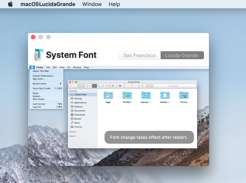 更改 macOS High Sierra系统字体为 Lucida Grande