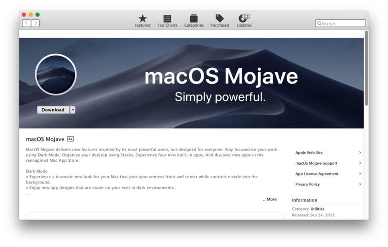 从 Mac 下载 MacOS Mojave应用商店