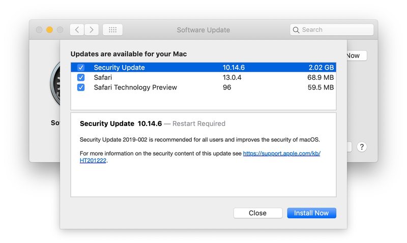macOS Mojave 安全更新下载