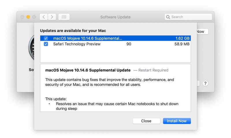MacOS Mojave 补充更新 8 月 26 日下载