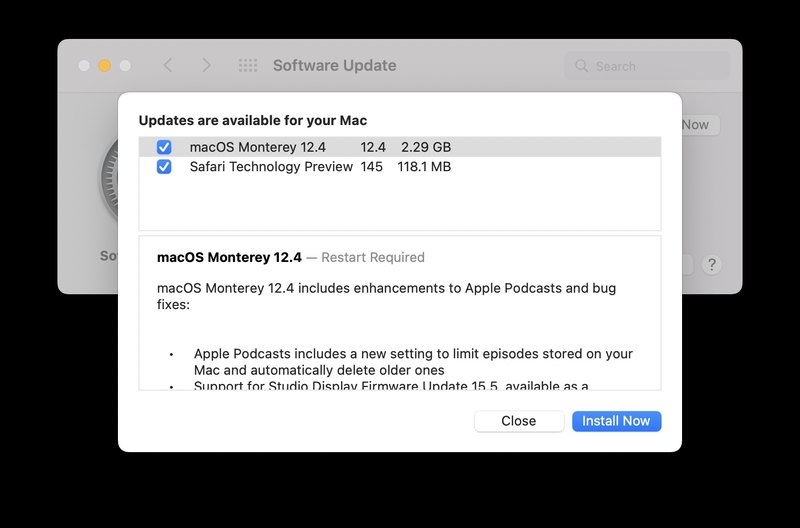 macOS Monterey 12.4 更新