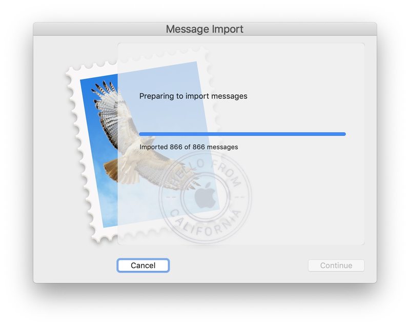 邮件导入在 Mac 上成功运行