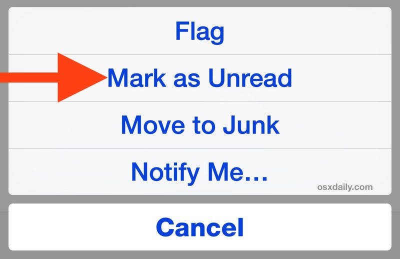 在 iPhone Mail 上将电子邮件标记为未读应用程序