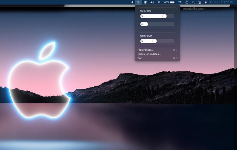 在 Mac 上调整外部显示器亮度