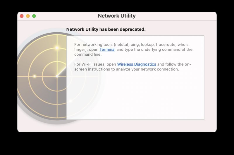 Network Utility 已在 MacOS 上弃用