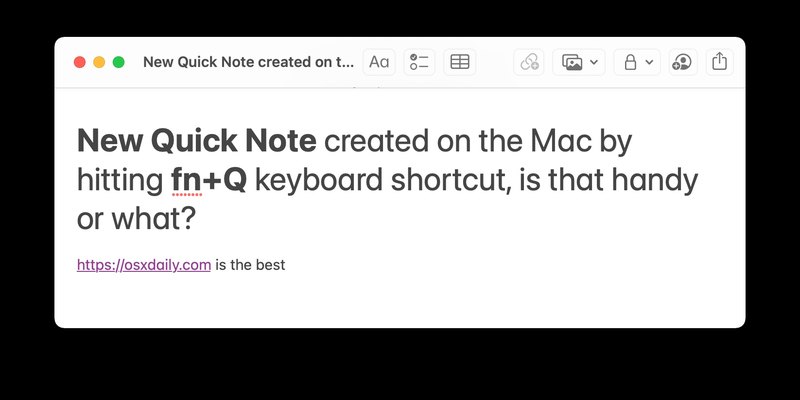 在 Mac 上创建一个新的快速笔记快捷键