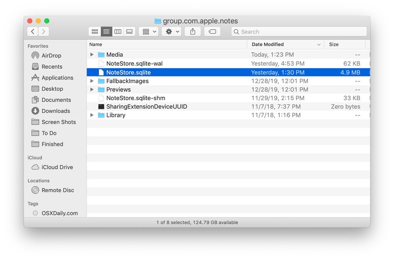 Mac 本地存储的笔记数据
