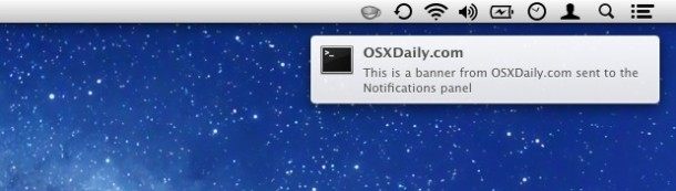 OS X 中的通知横幅