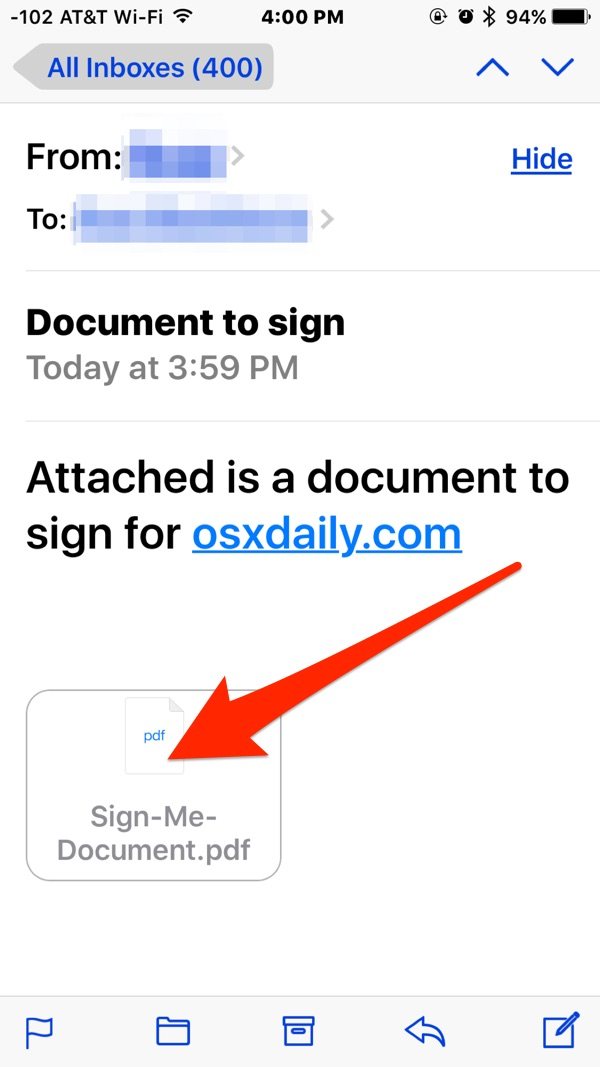 打开文档以登录 iOS 邮件应用程序