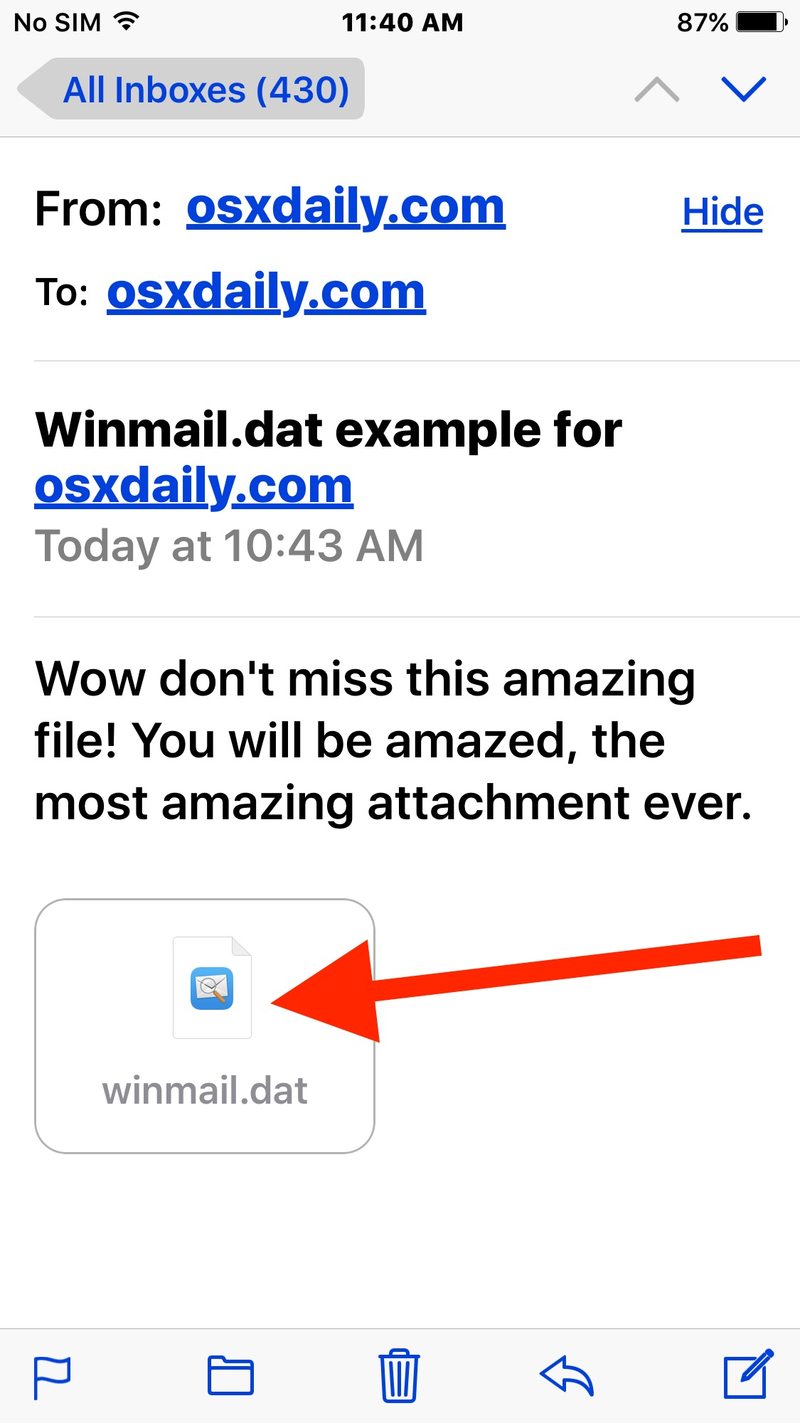 在iOS中接收winmail.dat附件文件邮寄和阅读它们