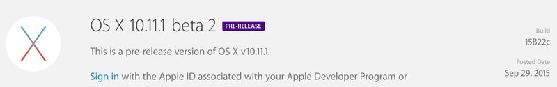 OS X 10.11.1 测试版2
