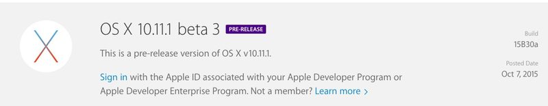 OS X 10.11。 1 Beta 3 下载