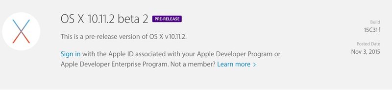 OS X 10.11.2 测试版2
