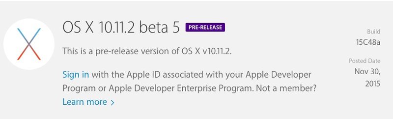 OS X 10.11.2 测试版5