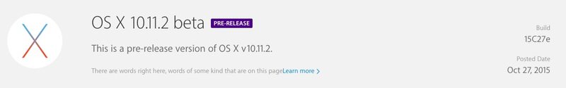 OS X El Capitan 10.11.2 测试版 1